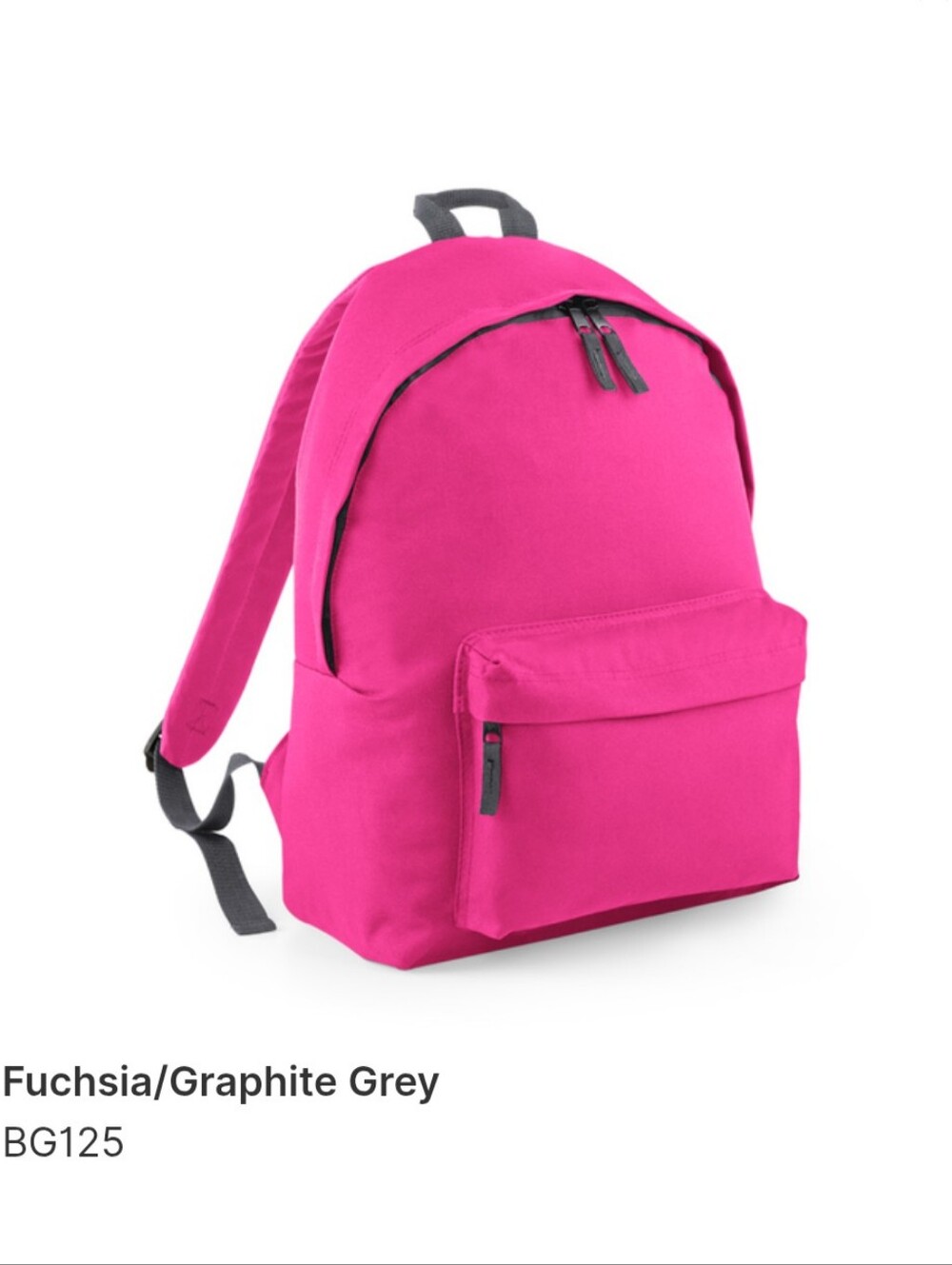 BagBase BG125 Original Fashion Backpack Neon Pink 18L School Gym Travel Bag
